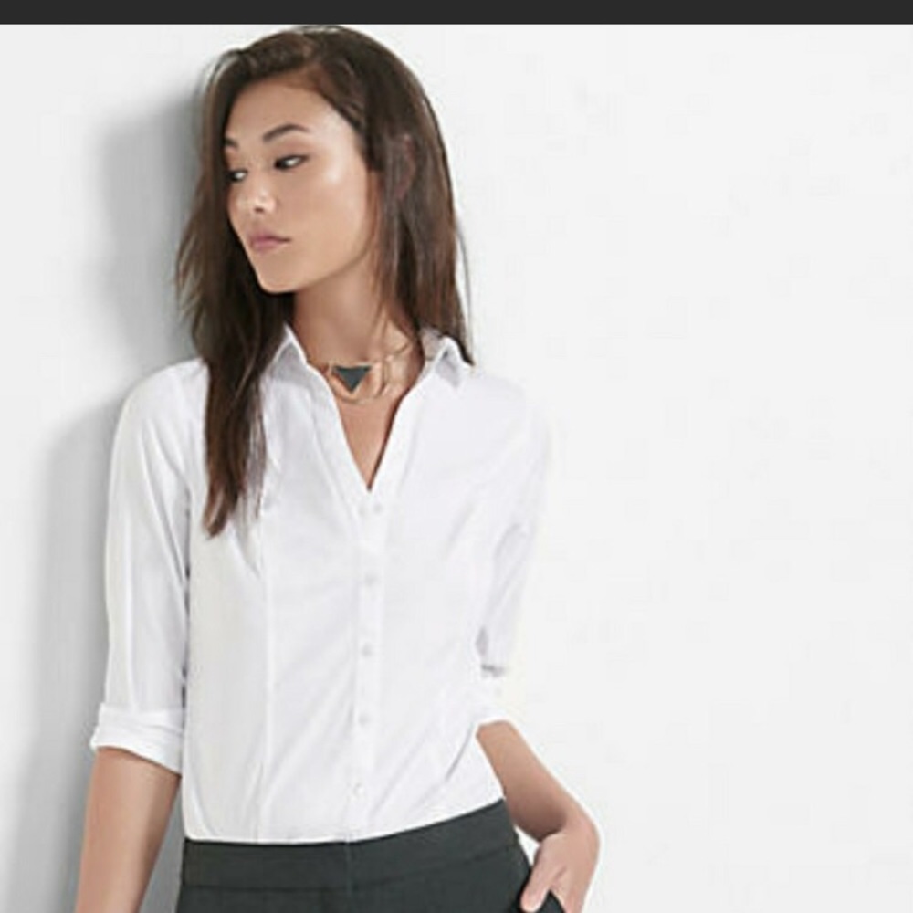 Express long-sleeved buttondown shirt. White, M